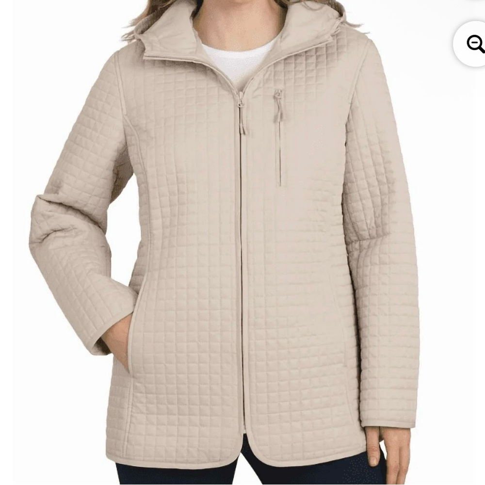 Lands End quilted hooded jacket.